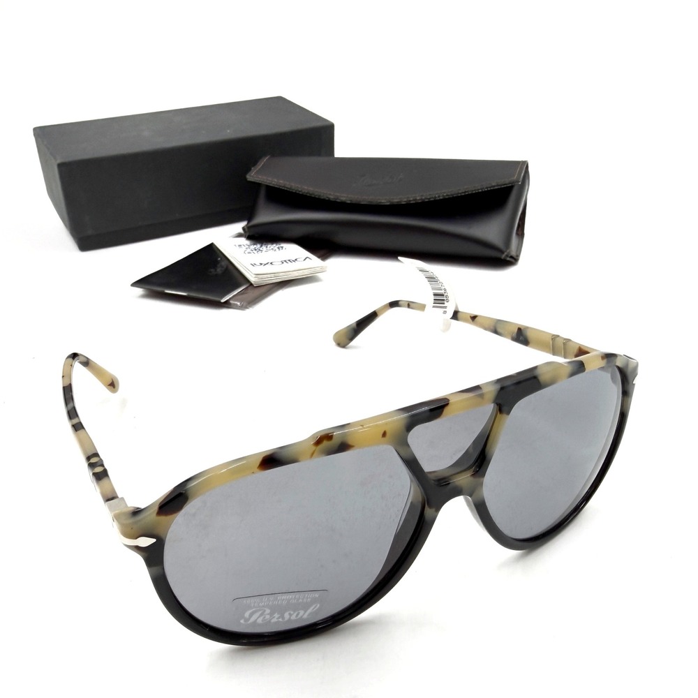 Persol Sunglasses Black Beige Havana Tortoiseshell Aviator Pilot 3217-S